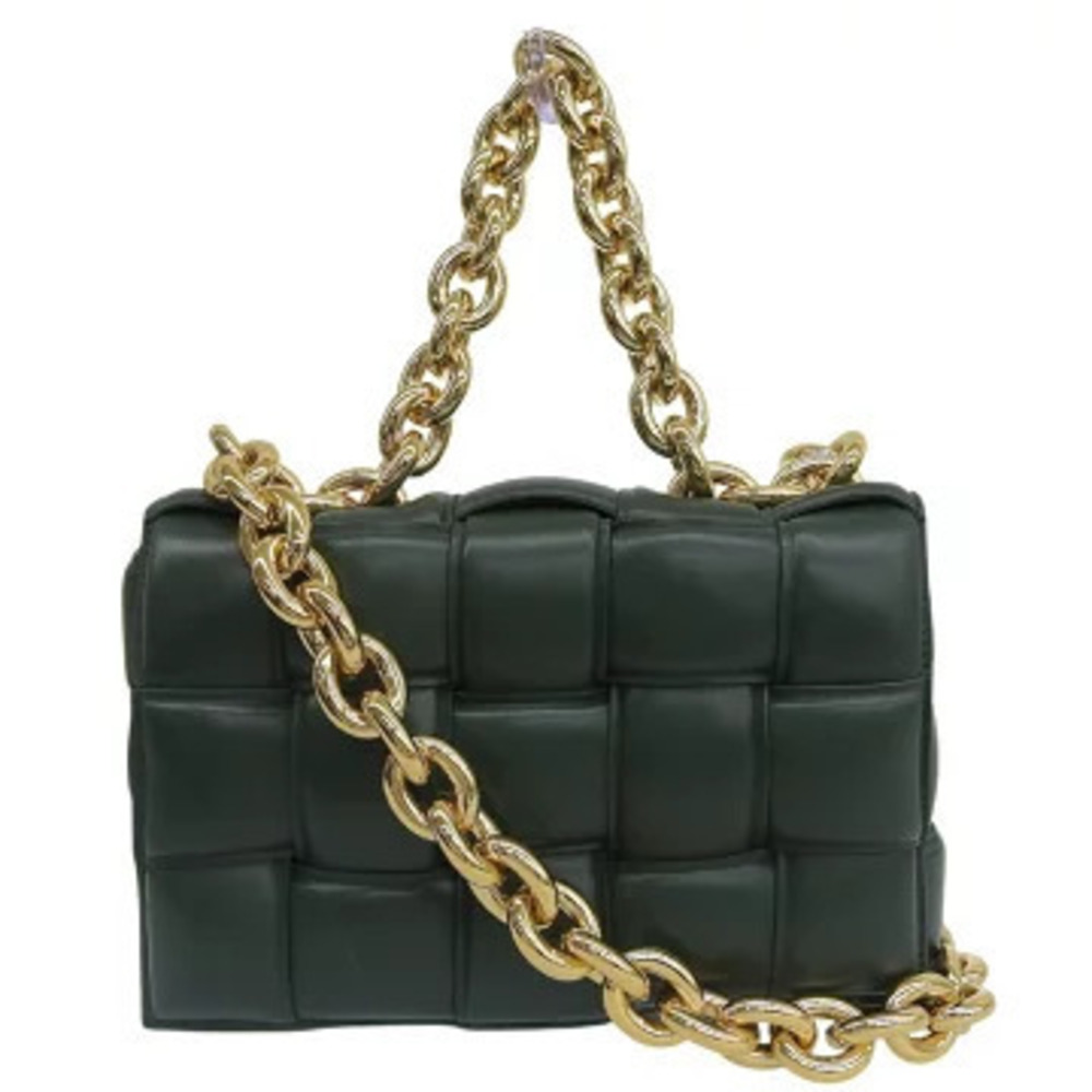 Bottega Veneta Padded Cassette Chain Shoulder Bag Leather Green